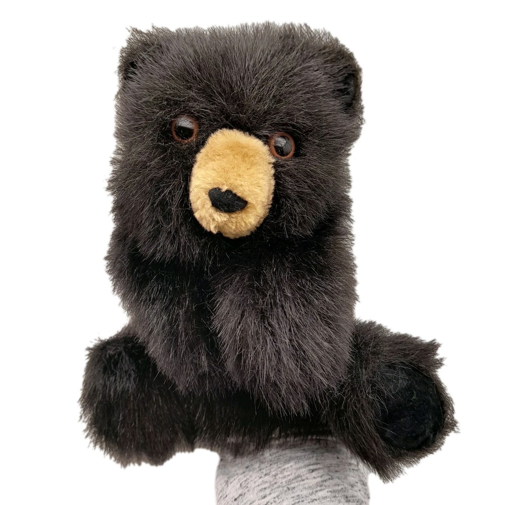 Folkmanis Puppets Baby Black Bear Plush Puppet 8" Stuffed Animal Toy